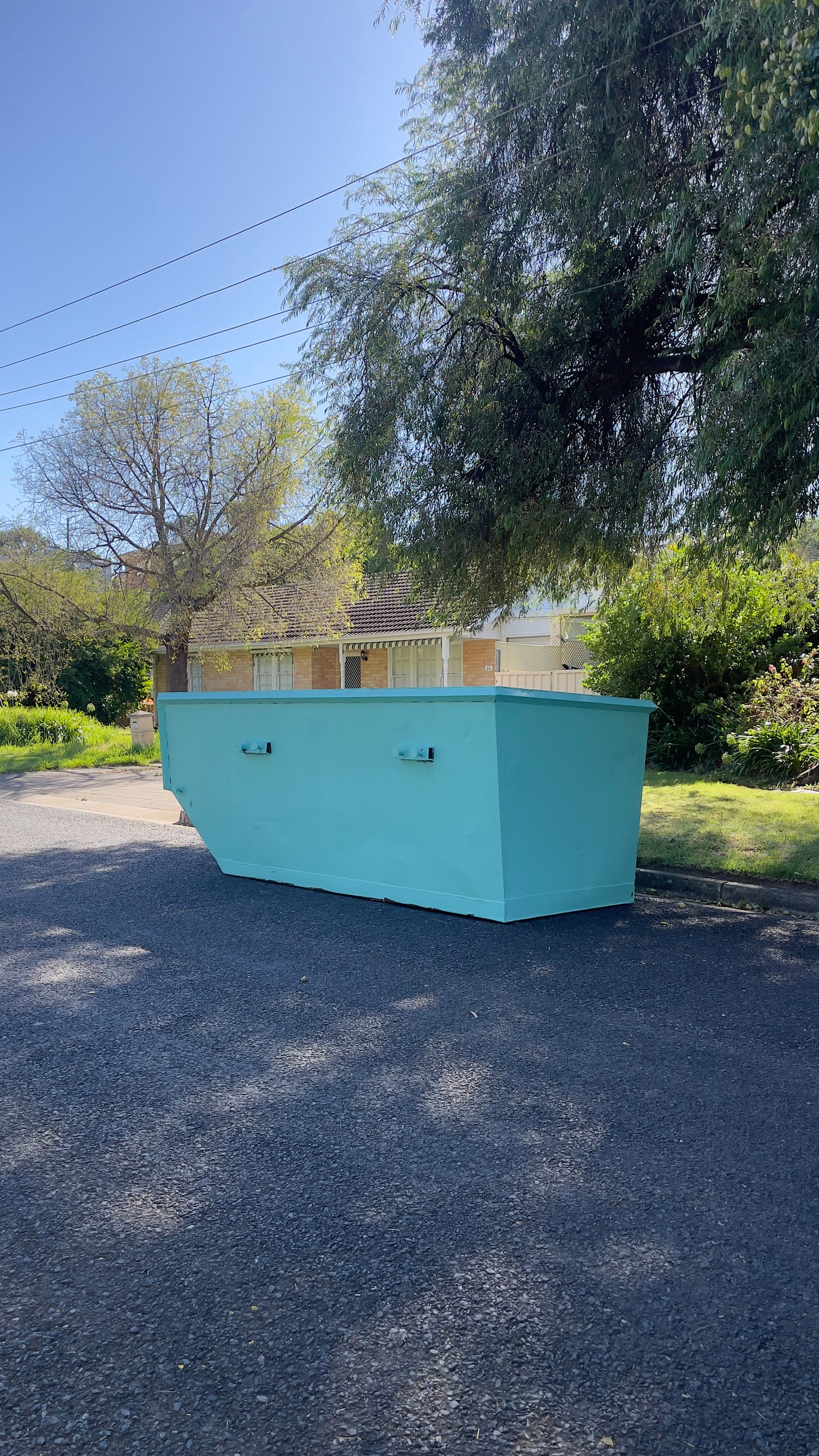 6 cubic meter turquoise skip bin
