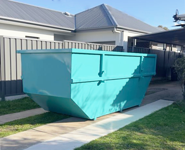 9 cubic meter turquoise skip bin